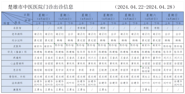 排班表(2024.4.22)_楚雄市中医医院门诊出诊信息（模板1）(1).png